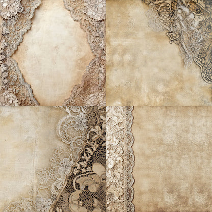 24PCS 6" Vintage Lace Scrapbook Paper & Cardstock