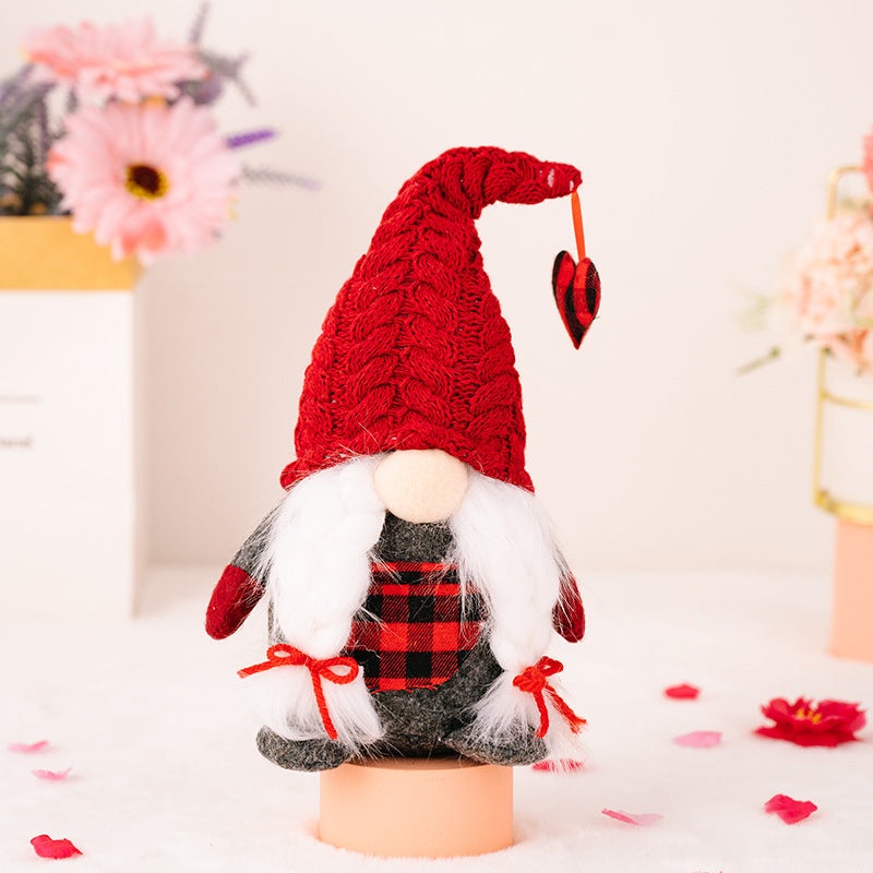 Valentine's Day Red Knit Cap Gnome Doll Ornaments