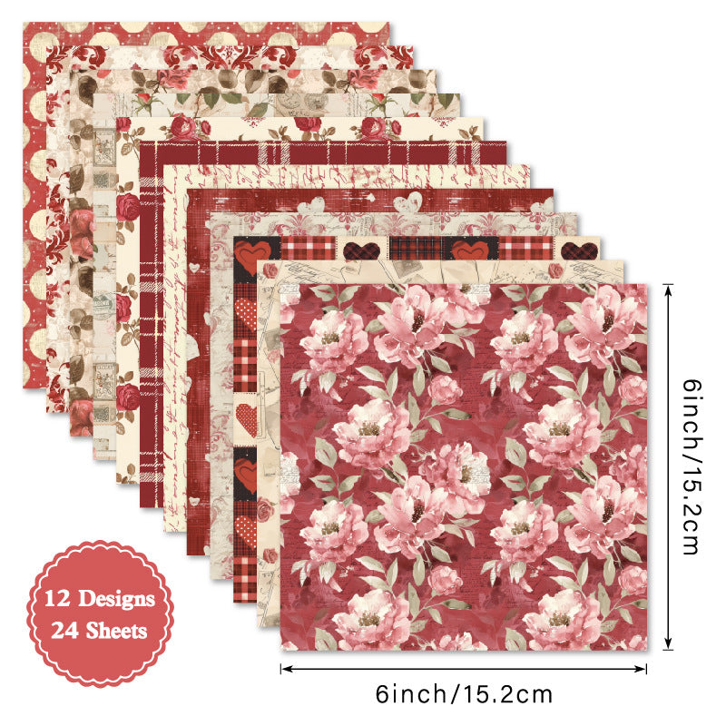 24PCS 6" Heart Scrapbook Paper & Cardstock
