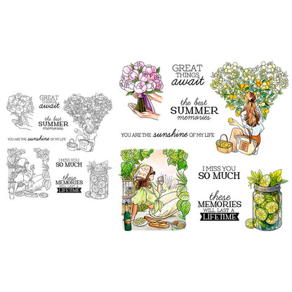 Girl and Flowers Clear Stamps