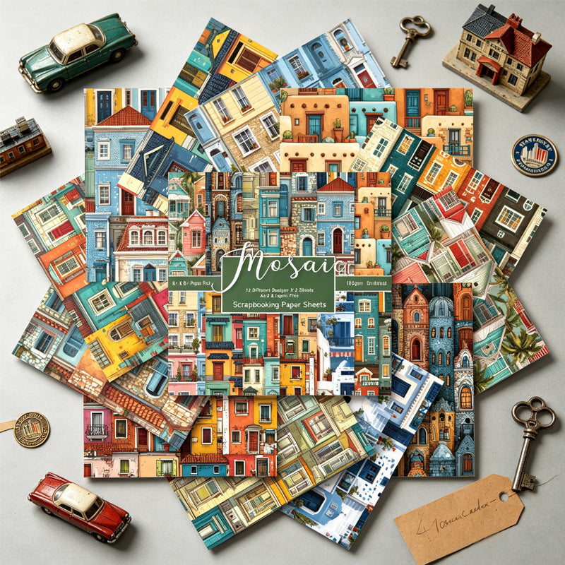 24PCS 6" Mosaic Scrapbook Paper & Cardstock