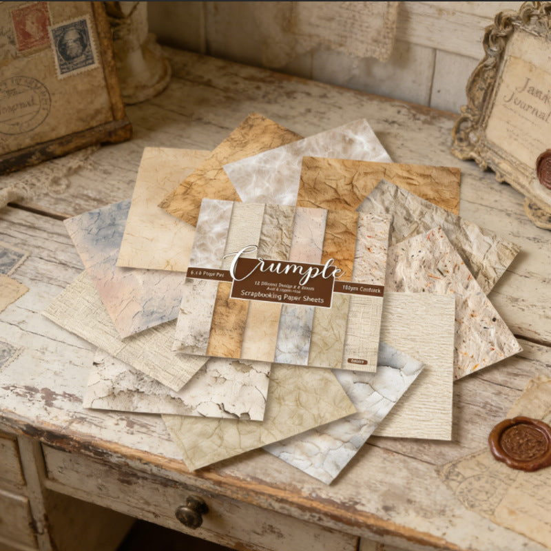 24PCS 6" Crumple Scrapbook Paper & Cardstock