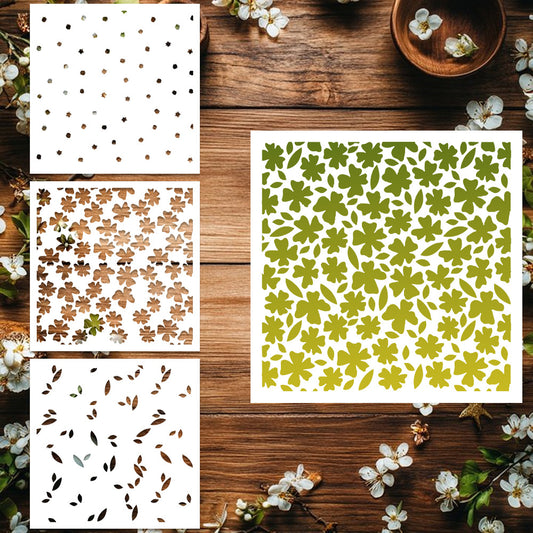 3 PCS Leaves Background DIY Painting Hollow Stencil