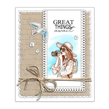 Beach Vacation Girl Dies & Stamps Set