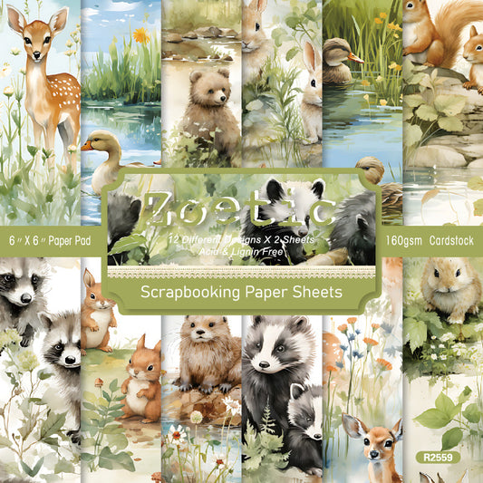 24PCS 6" Zoetic Scrapbook Paper & Cardstock