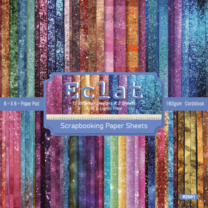 24PCS 6" Eclat Scrapbook Paper & Cardstock