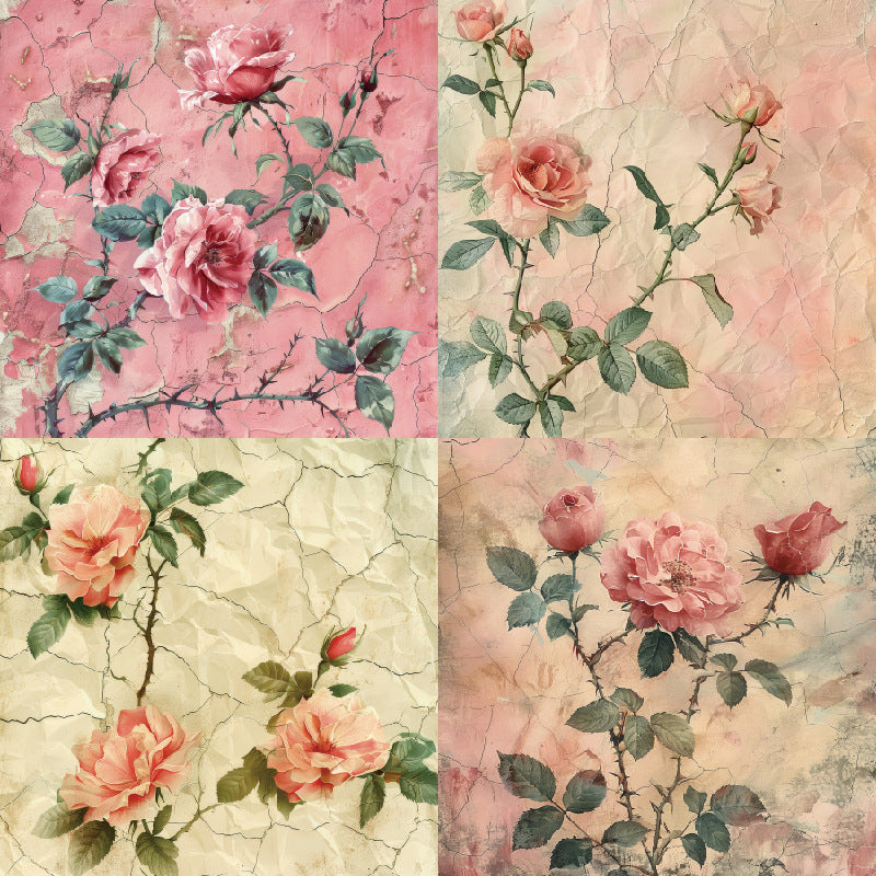 24PCS 6" Flowers Scrapbook Paper & Cardstock