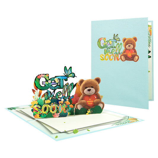 3D Creative Getwellsoon Bear Pop-Up Greeting Card