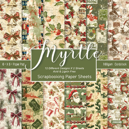 24PCS 6" Christmas Style Scrapbook Paper & Cardstock