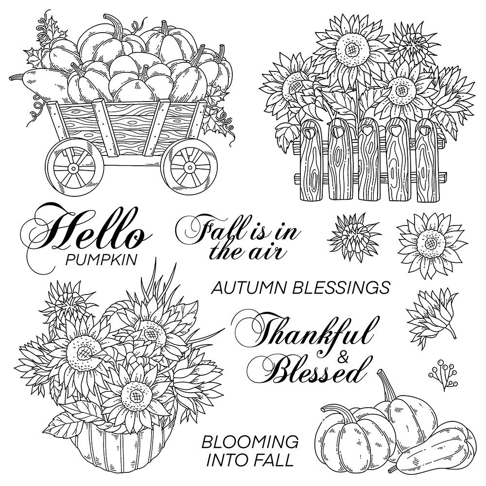 Sunflower Pumpkin Dies & Stamps Set
