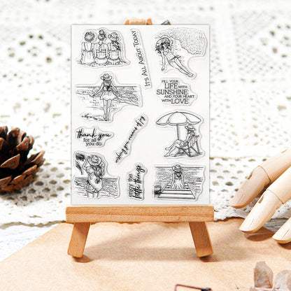 Summer Beach Girl Clear Stamps