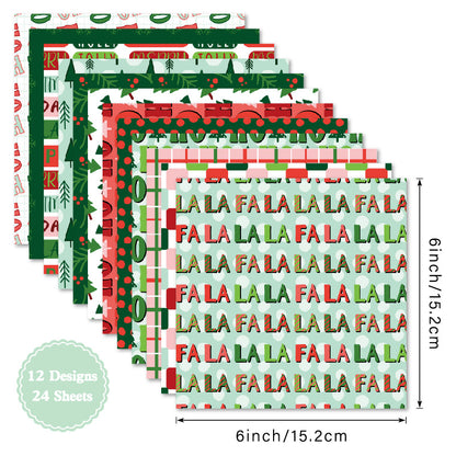 24PCS 6" Feeling Merry Scrapbook Paper & Cardstock