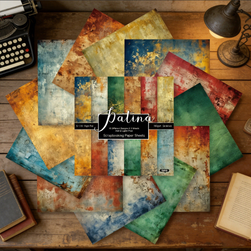 24PCS 6" Patina Scrapbook Paper & Cardstock