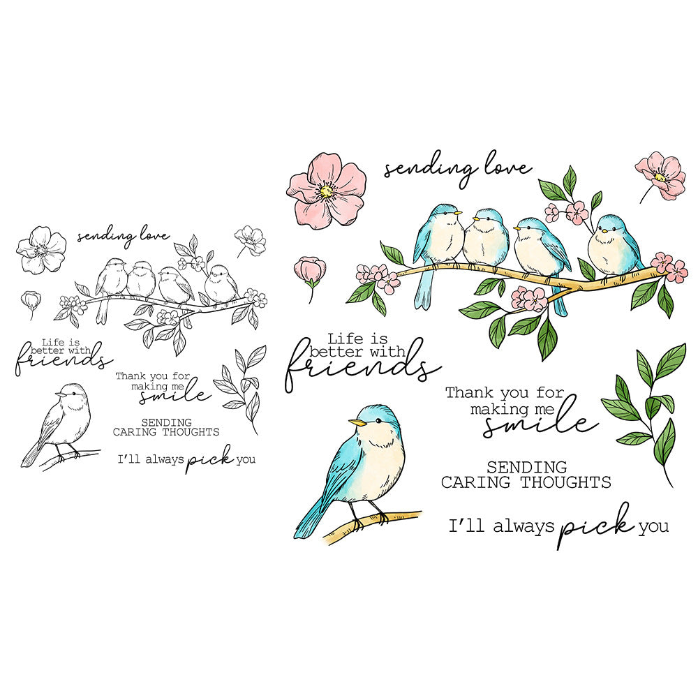 Birds and Fragrant Flowers Dies & Stamps Set