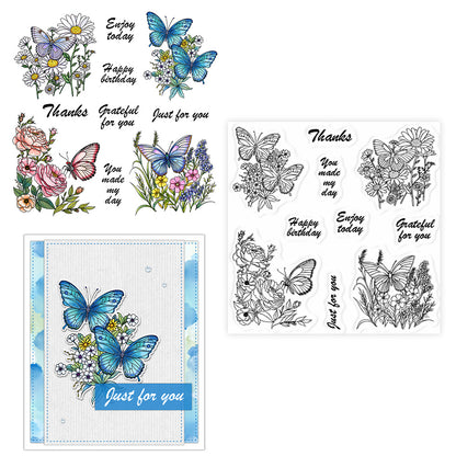 Butterfly Flowers Clear Stamps