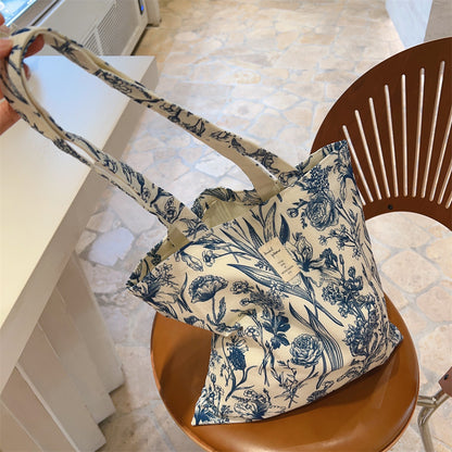 Plant Tie-Dye Style Canvas Shoulder Bag