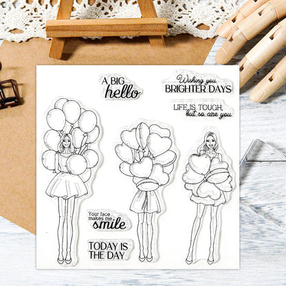 Girl Holding Balloons Dies & Stamps Set