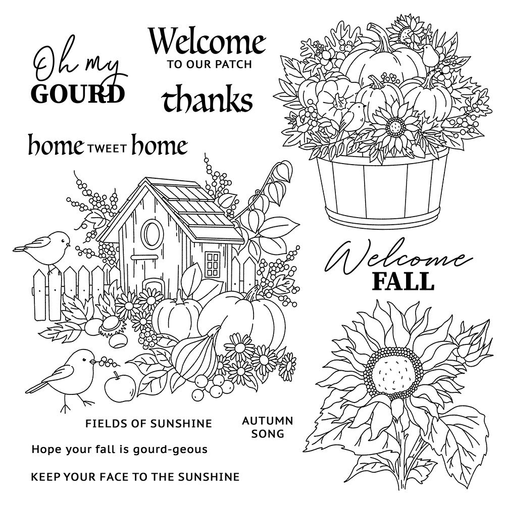 Autumn Bird House Dies & Stamps Set