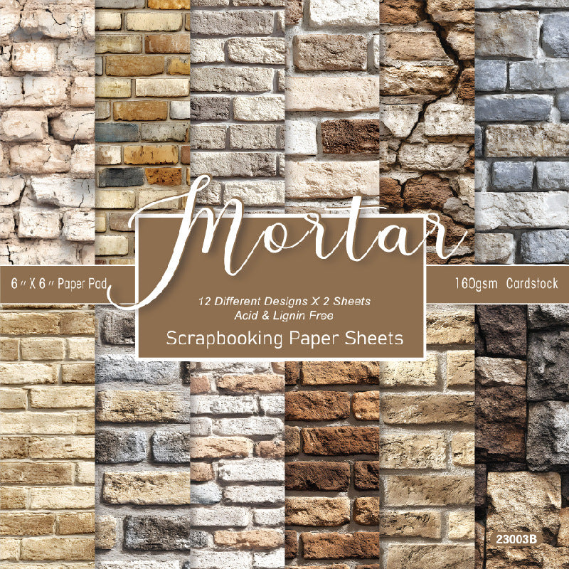 24PCS 6" Stone Wall Scrapbook Paper & Cardstock
