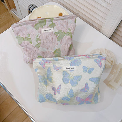 Butterfly Jacquard Canvas Cosmetic Bag