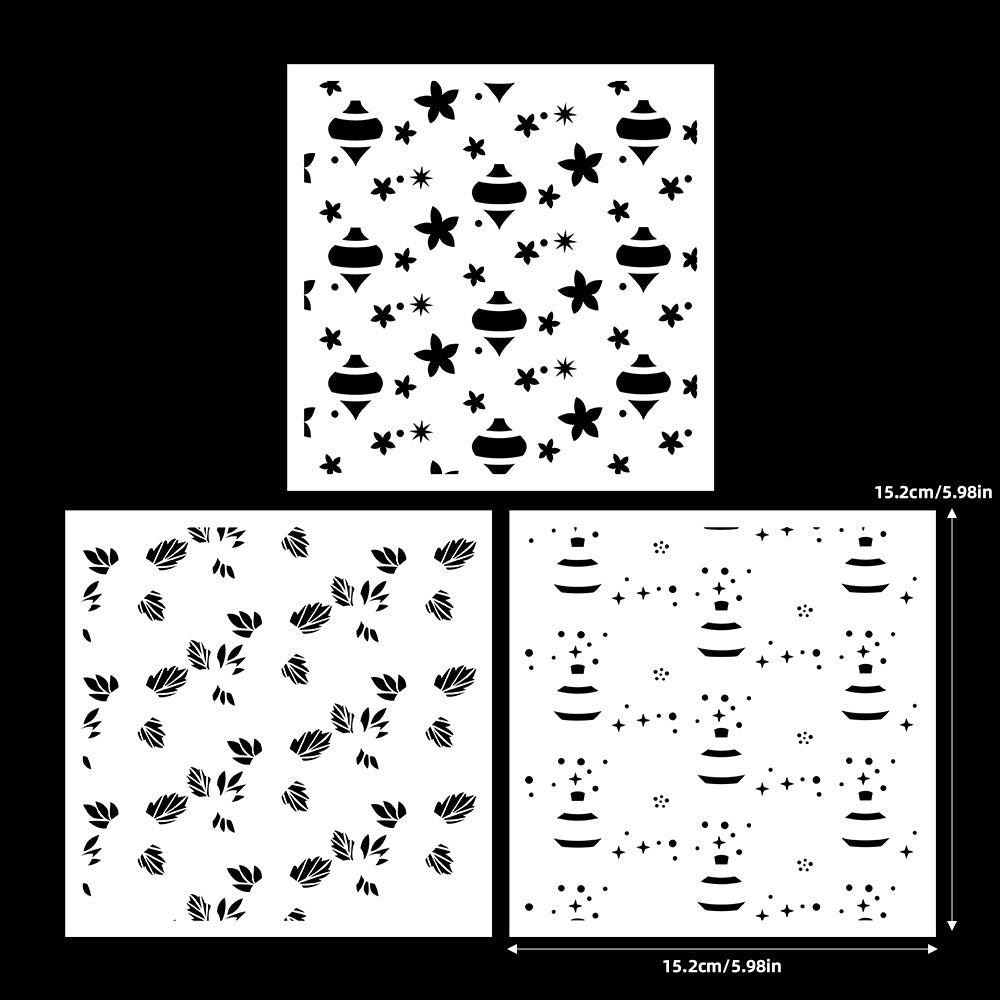 3 PCS Decorative Background DIY Painting Hollow Stencil