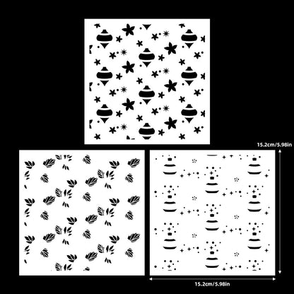 3 PCS Decorative Background DIY Painting Hollow Stencil