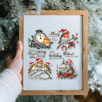 Christmas Bird On Branch Clear Stamps