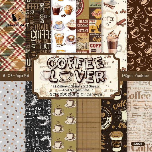 24PCS 6" Retro Coffee Scrapbook Paper & Cardstock