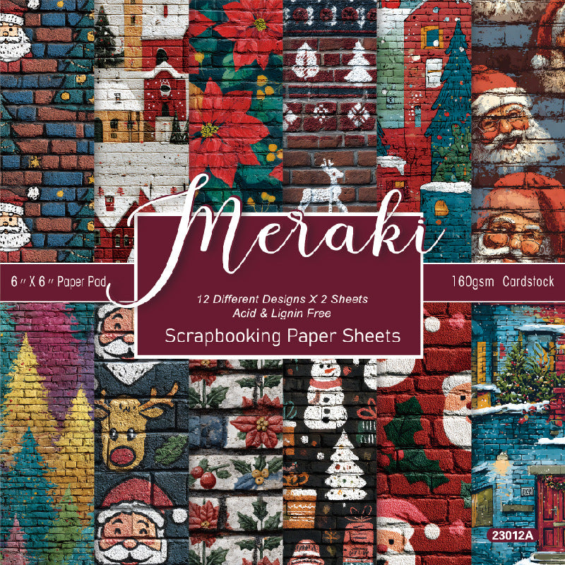 24PCS 6" Christmas Background Scrapbook Paper & Cardstock