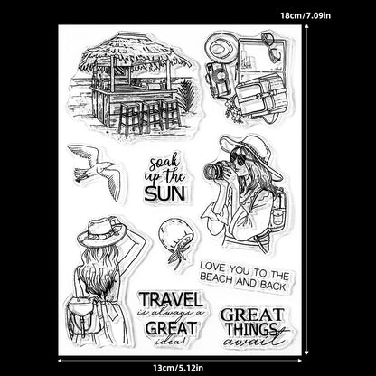 Beach Vacation Girl Dies & Stamps Set