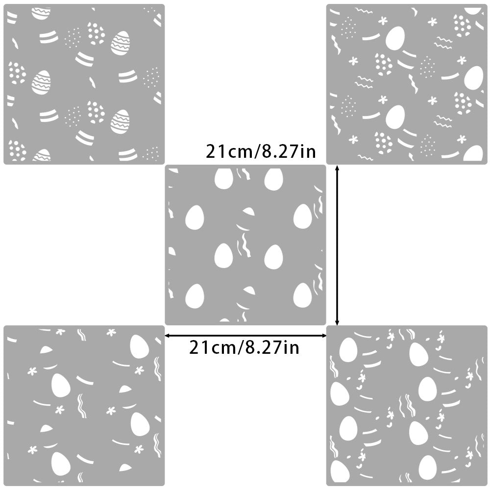 5 PCS Easter Eggs Pattern DIY Painting Hollow Stencil