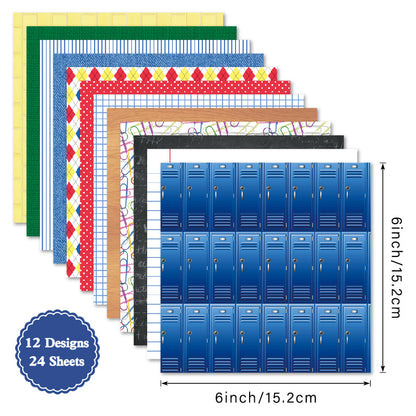 24PCS 6" School Allure Scrapbook Paper & Cardstock