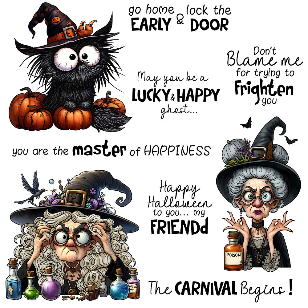 Halloween Witch Kitten Dies & Stamps Set