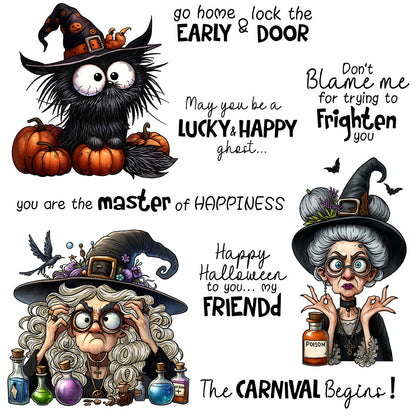 Halloween Witch Kitten Dies & Stamps Set