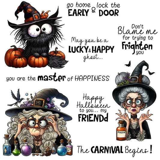 Halloween Witch Kitten Dies & Stamps Set