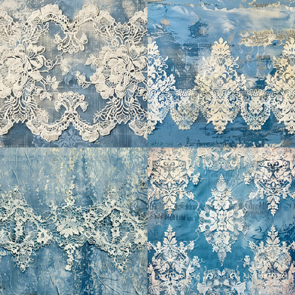 24PCS 6" Denim Lace Scrapbook Paper & Cardstock