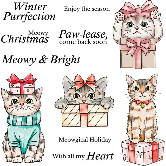 Cat Gift Box Dies & Stamps Set