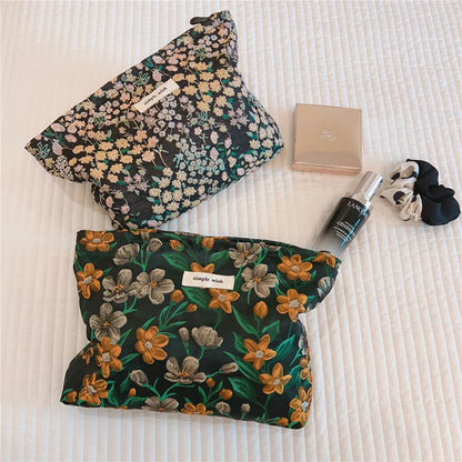 Vintage Floral Jacquard Canvas Cosmetic Bag