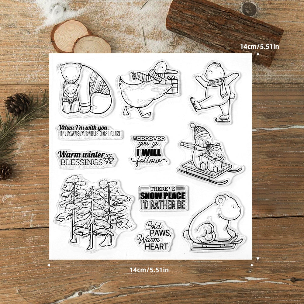 Winter Animals and Pine Trees Clear Stamps
