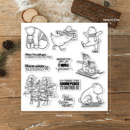 Winter Animals and Pine Trees Clear Stamps