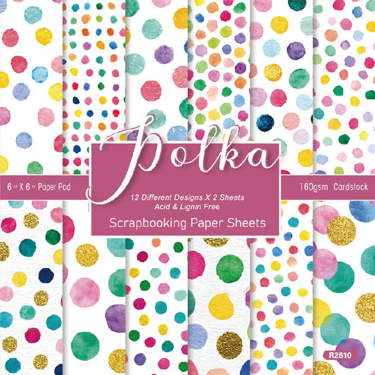 24PCS 6" Polka Dots Scrapbook Paper & Cardstock
