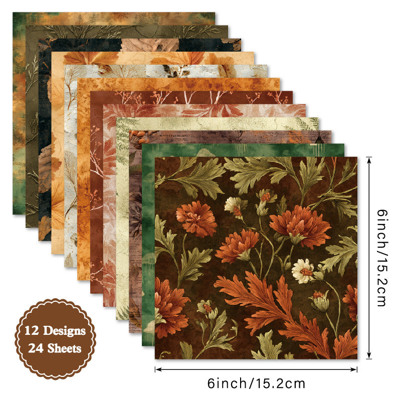 24PCS 6" Foliage Scrapbook Paper & Cardstock