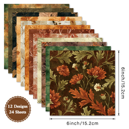 24PCS 6" Foliage Scrapbook Paper & Cardstock