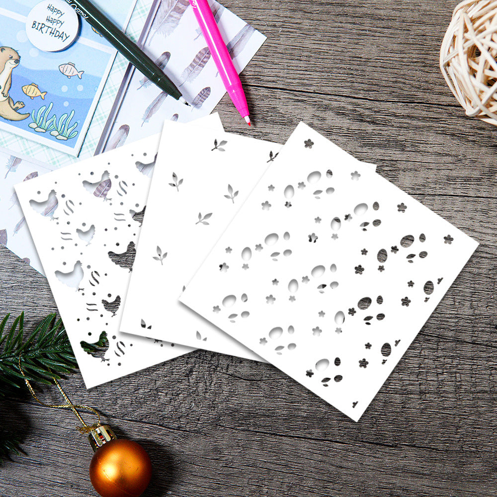 3 PCS Creative Patterns DIY Painting Hollow Stencil