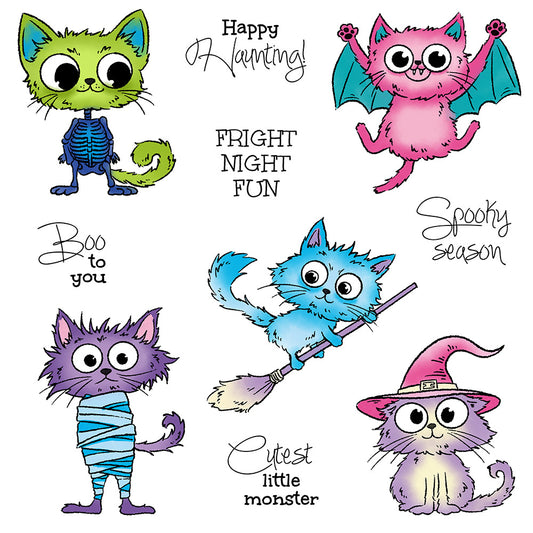 Halloween Cute Cats Dies & Stamps Set