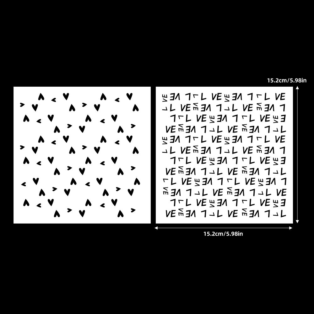 2 PCS Love Pattern DIY Painting Hollow Stencil