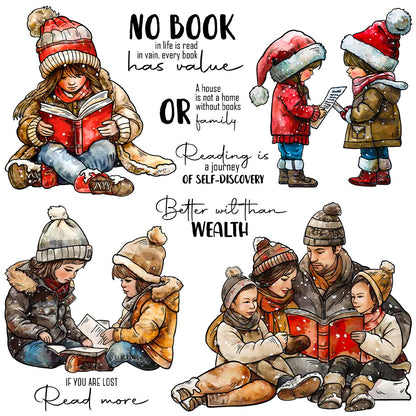 Reading Children Clear Stamps