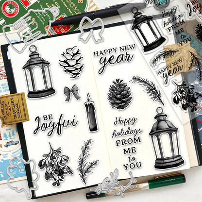 Christmas Candle Lights Dies & Stamps Set
