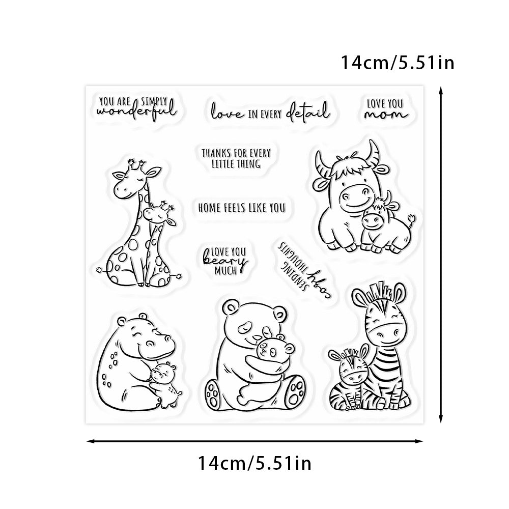 Love Mom Baby Animals Clear Stamps