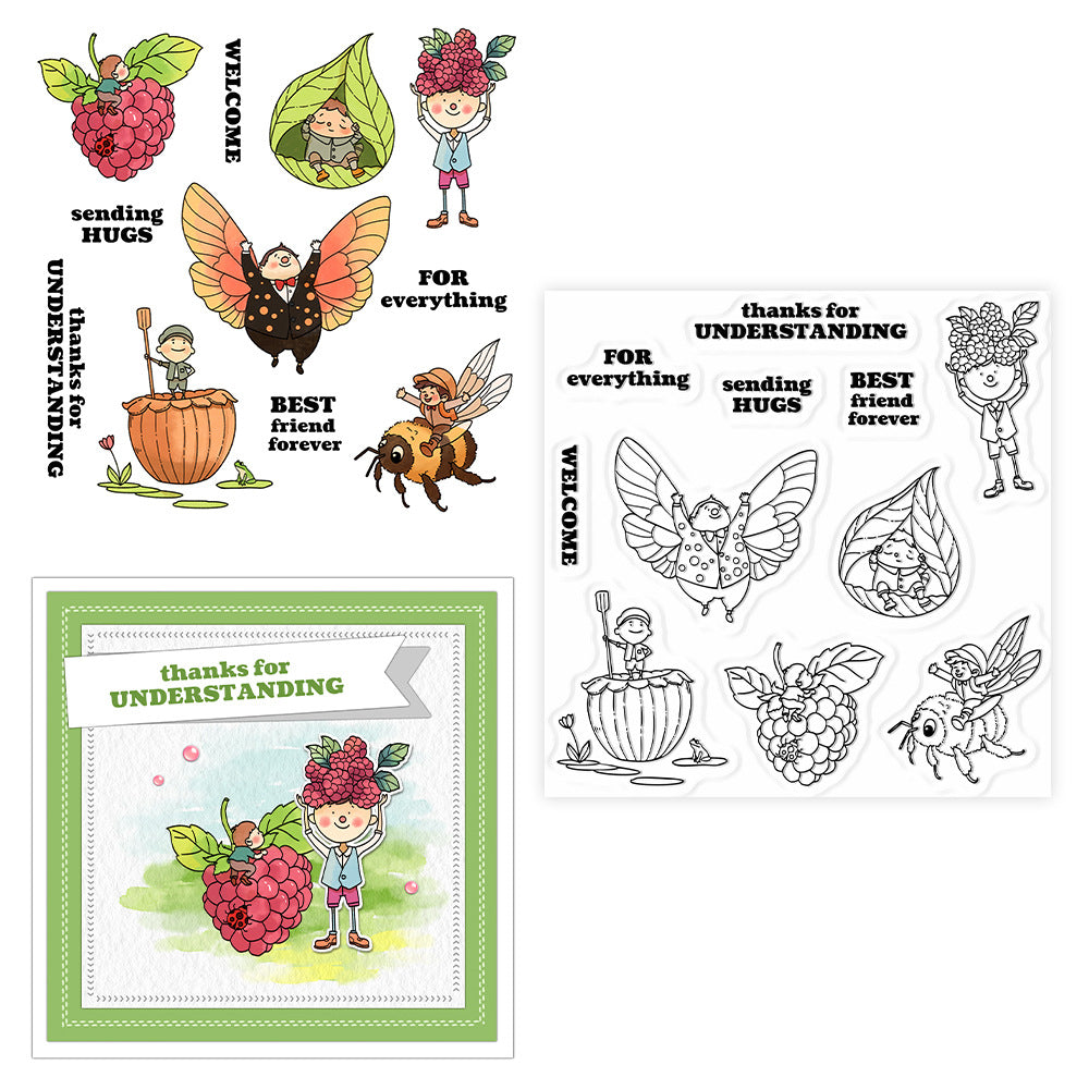 Plum and Little Man Clear Stamps